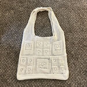 Cream Crochet Tote Bag